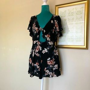 Black Floral Romper